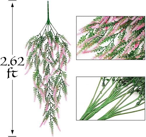 Miniatura 2 de GPARK 6 ramos de lavanda artificial (cada 30.7 pulgadas) plantas colgantes falsas para puerta, boda, fiesta, hogar, jardín, cocina, interior y
