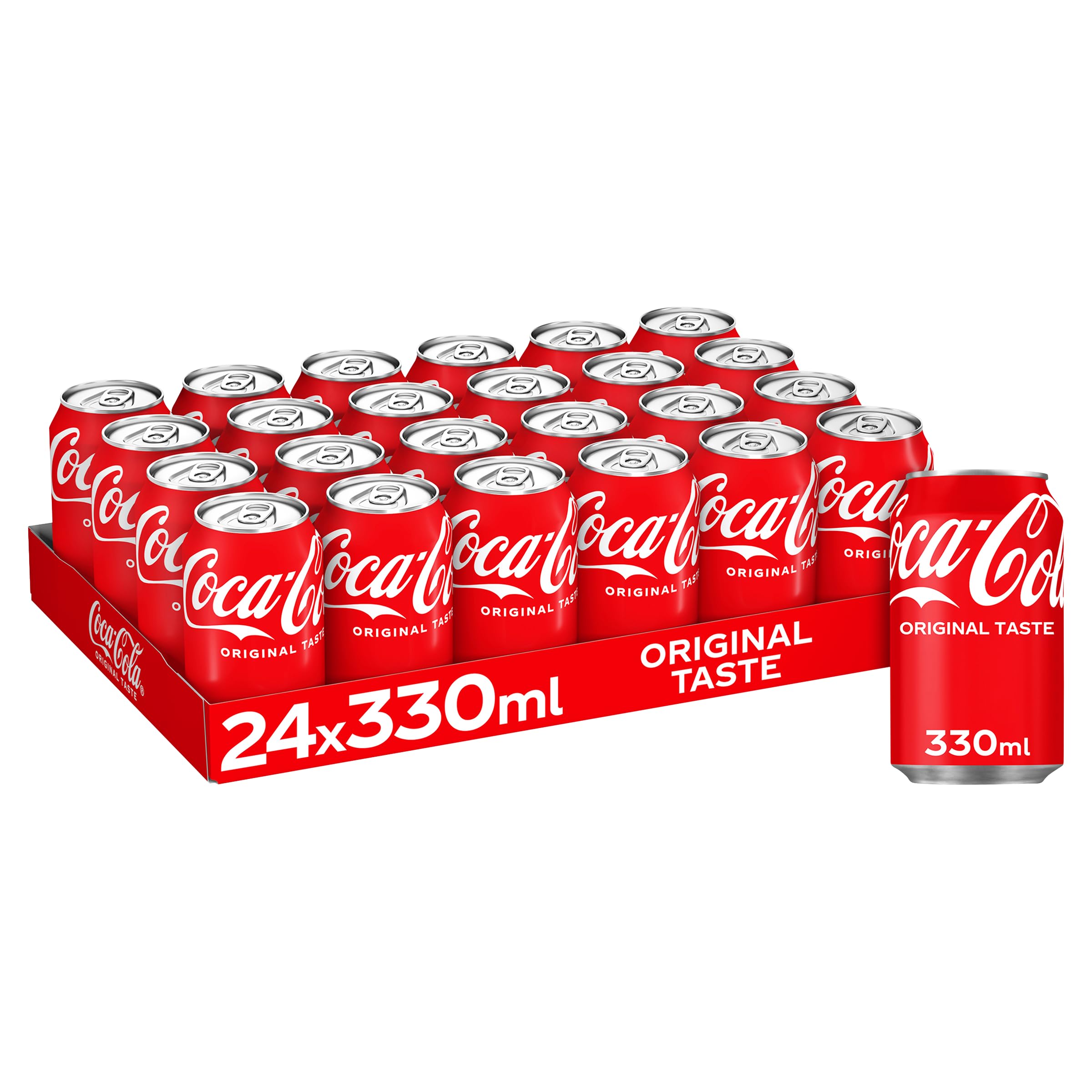 Coca-Cola Original Taste, Pack of 24 Cans x330ml, Crisp Coke Soft Drinks, Serve Cola Drinks Ice Cold for Maximum Refreshment