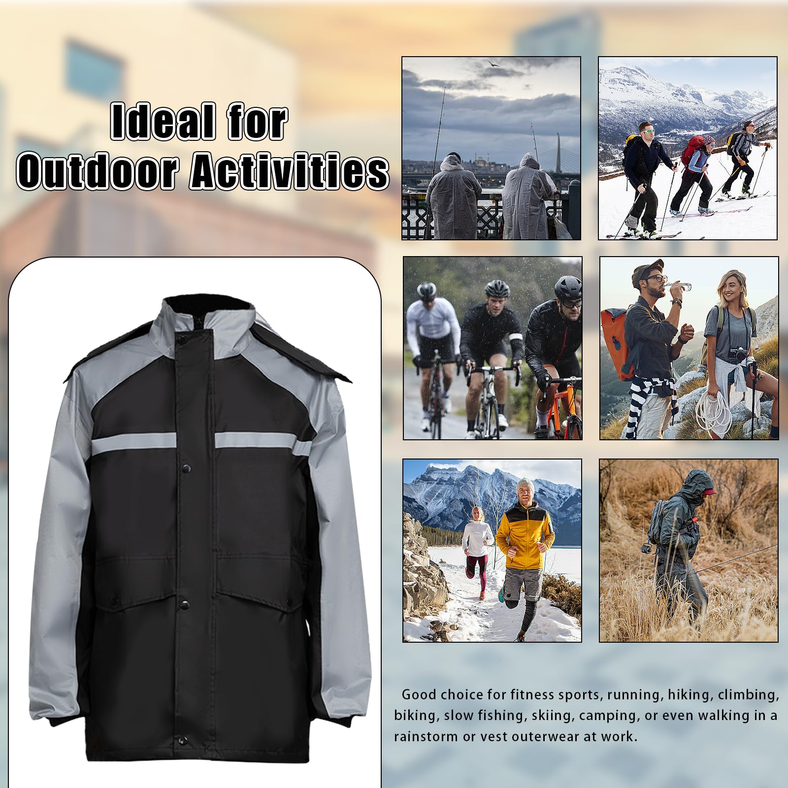 Vestes Imperméables pour Hommes, Combinaison de Pluie à Capuche Légère, Combinaison Imperméable de Moto, Veste et Pantalon Imperméables pour la Pêche, la Randonnée, le Cyclisme
