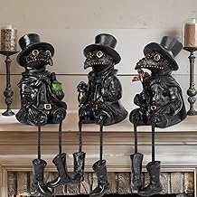 Dazzle Bright 3 Pcs Halloween Plague Doctor with Dangling Legs Figurines Decoration, Resin Gothic Scary Crow Table Fireplace Shelf Sitting Figurines Party Ornament Gifts for Indoor Home Decor
