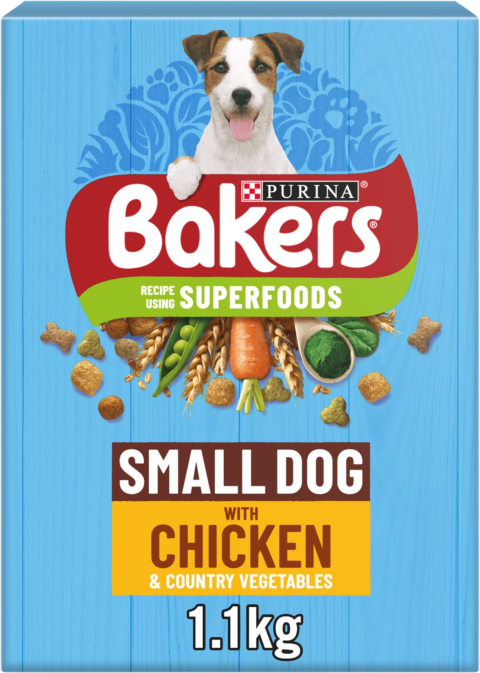 Bakers Small Dog Dry Dog Food Chicken and Veg 1.1kg, Pack of 5 Amazon