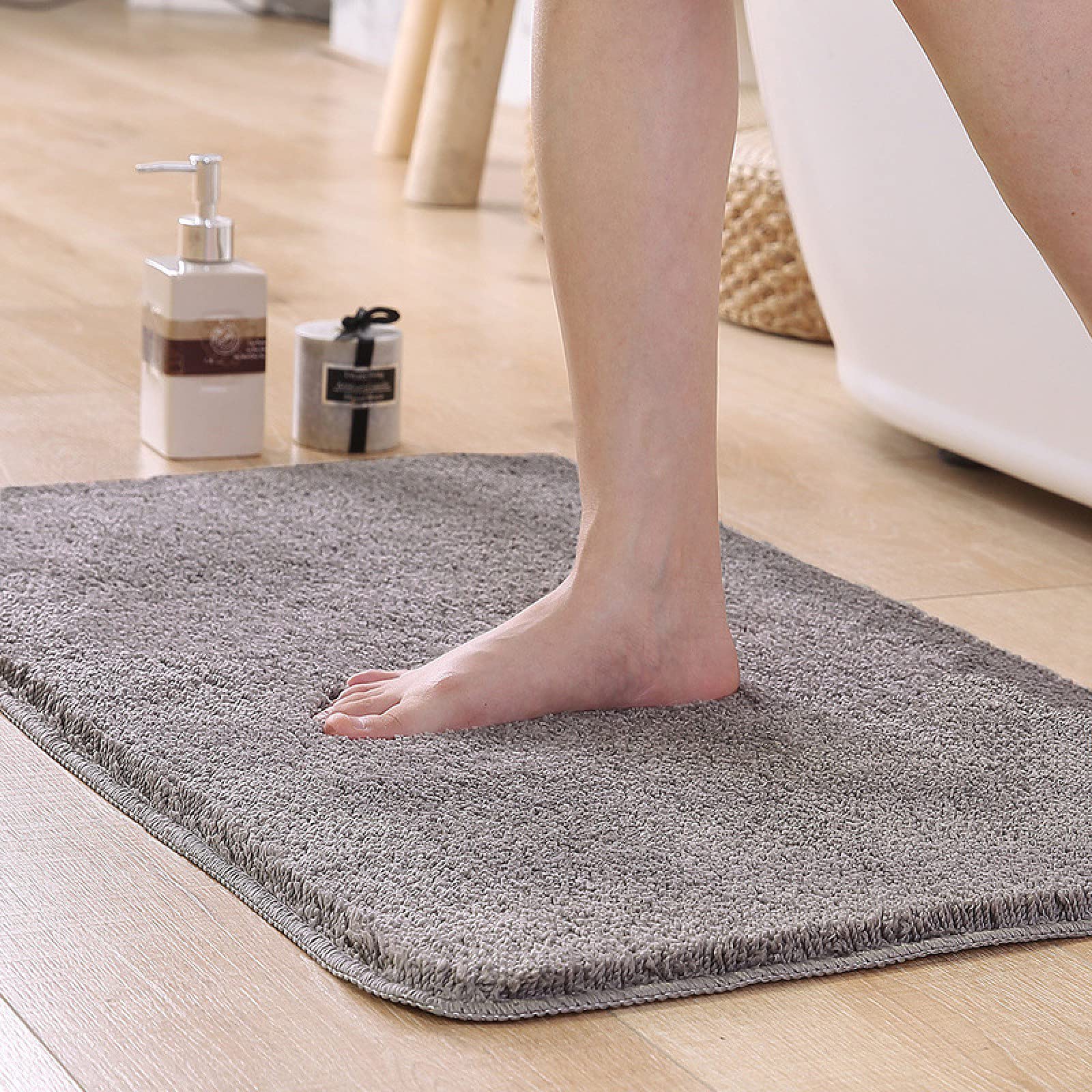 Tapis de bain de luxe de qualité supérieure, 80 x 119 cm, doux, épais, absorbant, lavable en machine et séchage, tapis en peluche pour salle de bain, douche, jacuzzi, spa, champagne