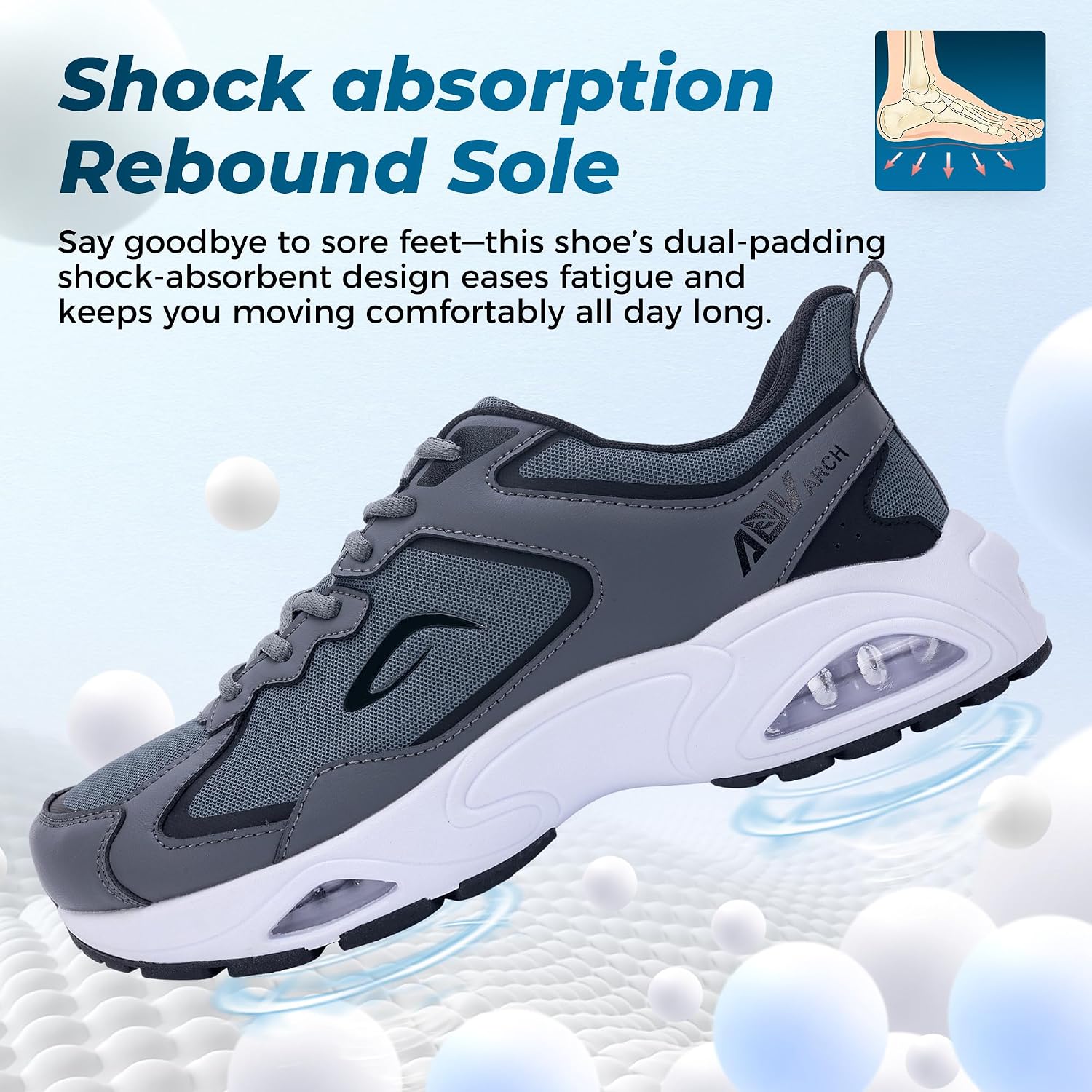 Autper Wide Toe Box Running Shoes for Men Arch Support Walking Sneakers Orthotic Slip On Tennis Shoes for Bunions Plantar Fasciitis, Flat Feet, Heel Pain Relief