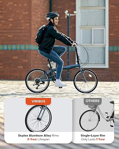 Miniatura 6 de VIRIBUS Folding Bike for Adults, 20 inch Foldable Bike 7 Speed, Lightweight Compact Bicycle, Portable Collapsible Bikes for Adult Men Women City