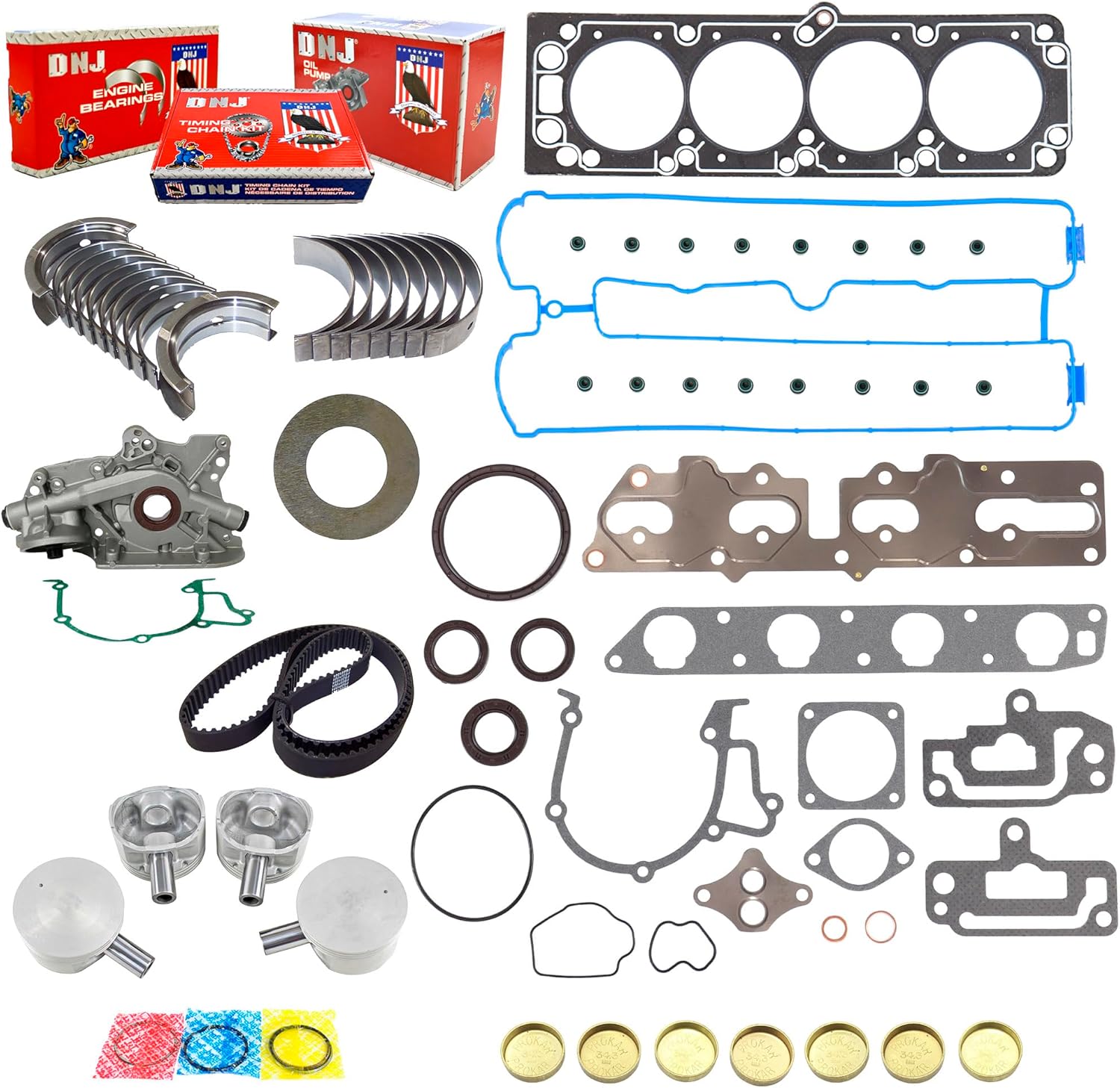DNJ EK319AM Master Engine Rebuild Kit for 2000-2003 Isuzu Amigo Rodeo Rodeo Sport 2.2L L4 16V DOHC 2180cc