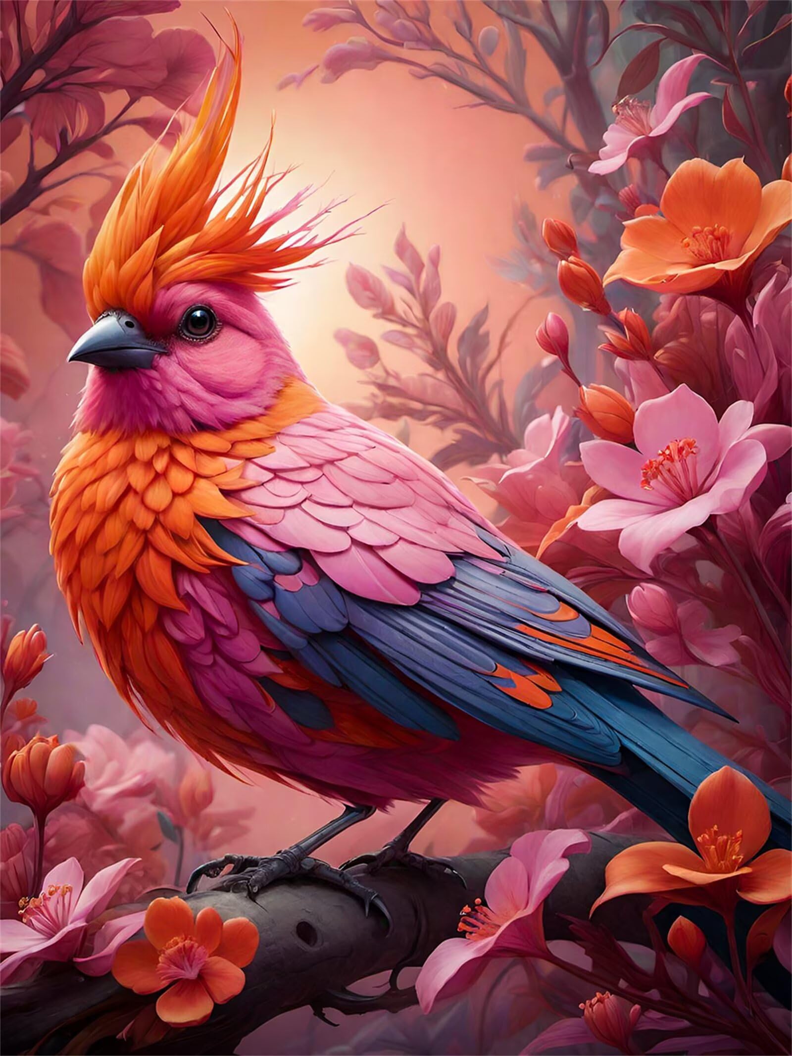 Puzzle dla dorosłych 1000 elementów, 75x50 cm Puzzle dla dorosłych Gra edukacyjna Zabawka wyzwanie 1000 sztuk Różowe kwiaty Papuga Puzzle dla dzieci