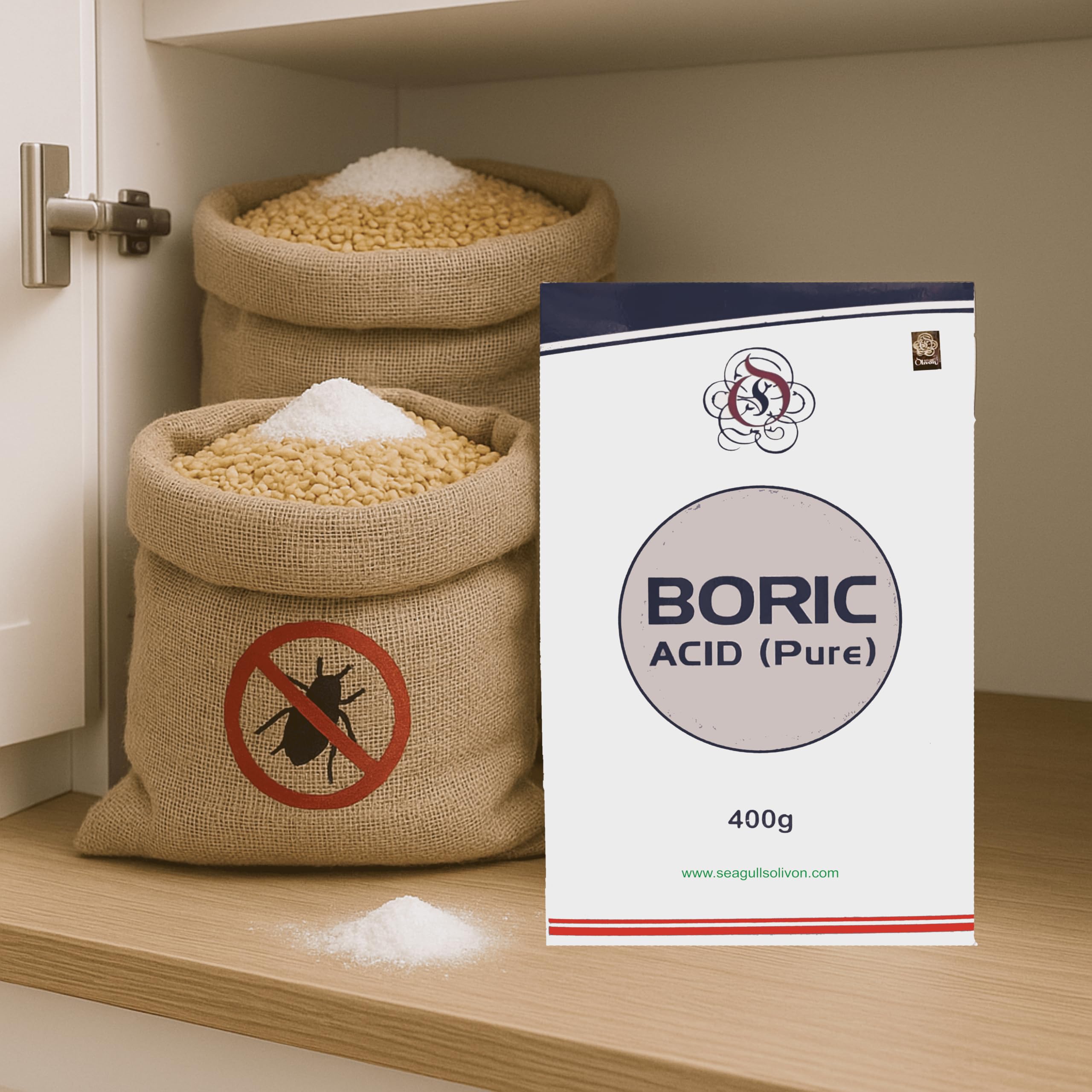 Boric Acid (Pure) | 400g | 100% Pure Boric Acid Powder For Cockroaches | Exceptional Carrom Powder | For Rice Preservation