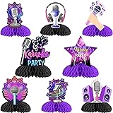 Karaoke Table Decorations 8pcs Karaoke Party Honeycomb Centerpieces Karaoke Party Decorations Rock N Roll Music Baby Shower Decors for Microphone Musical Birthday Wedding Bridal Shower Party
