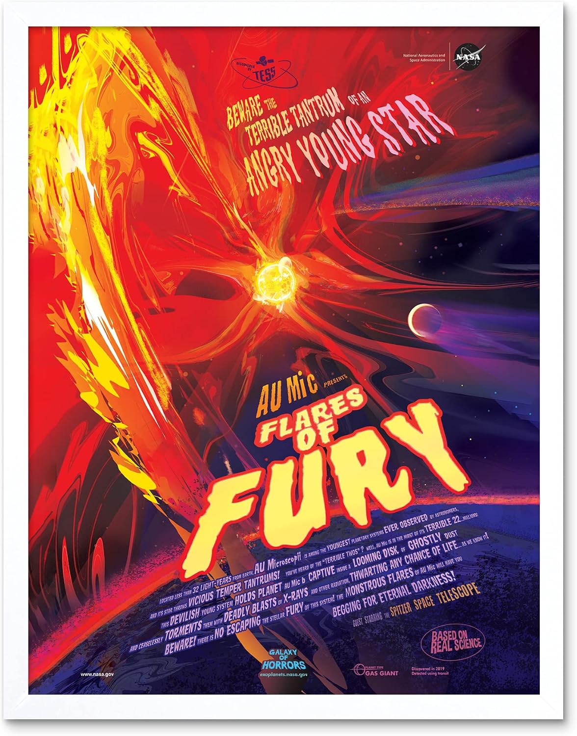 Artery8 NASA Galaxy of Horrors Angry Star Flares of Fury AU Microscopii Horror Movie Poster Unframed Wall Art Print Home Decor