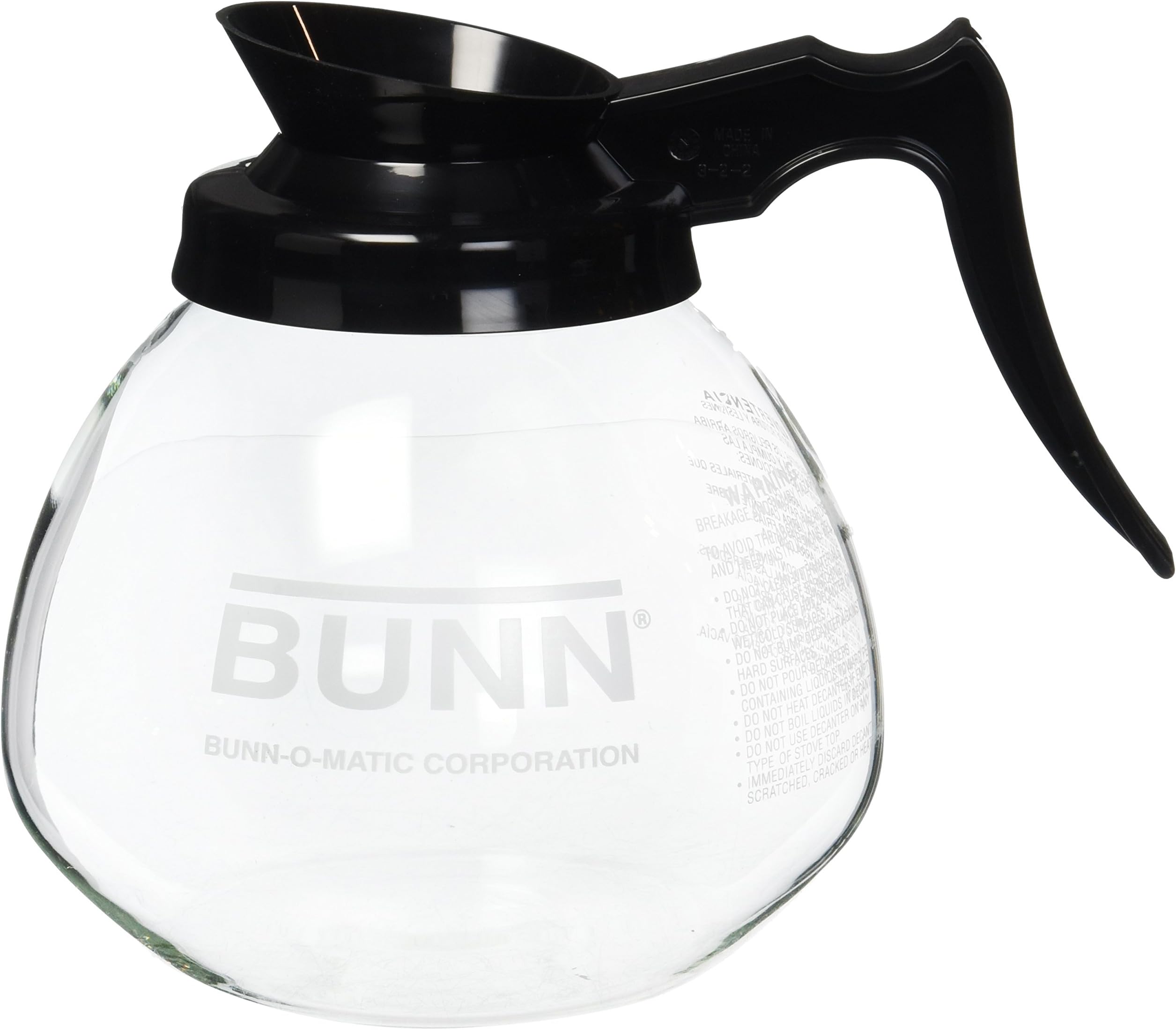 BUNN 12 Cup Standard Decanter Coffee Pot, Clear/Black