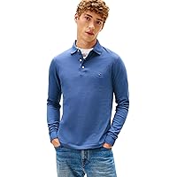 Tommy Hilfiger Maglietta Polo Uomo Maniche Lunghe Slim Basic, Blu (Aegean Sea)