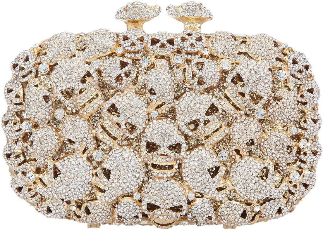 Fawziya Skull Purses And Handbags For Women Kisslock Crystal Evening Clutch Bags