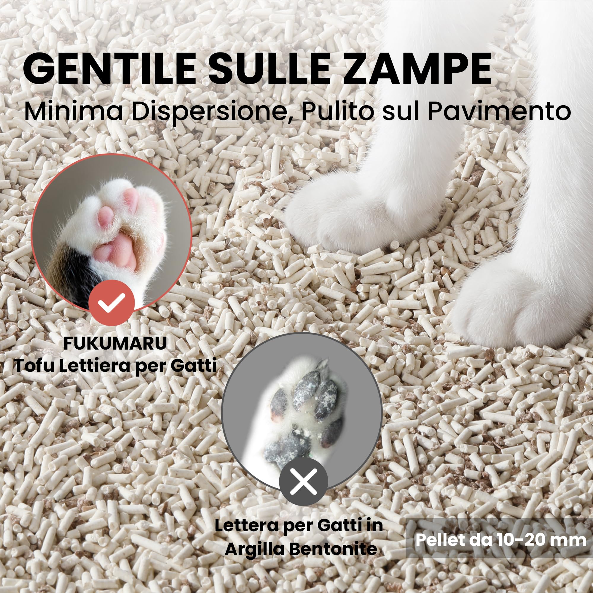 FUKUMARU Lettiera per Gatti in Tofu- 24L Lettiera Agglomerante, Alto Assorbimento (Riduzione Uso), Senza Polvere,Base Mais e Fagioli con Trucioli di Melo,Controllo Odori, Smaltibile nel WC.
