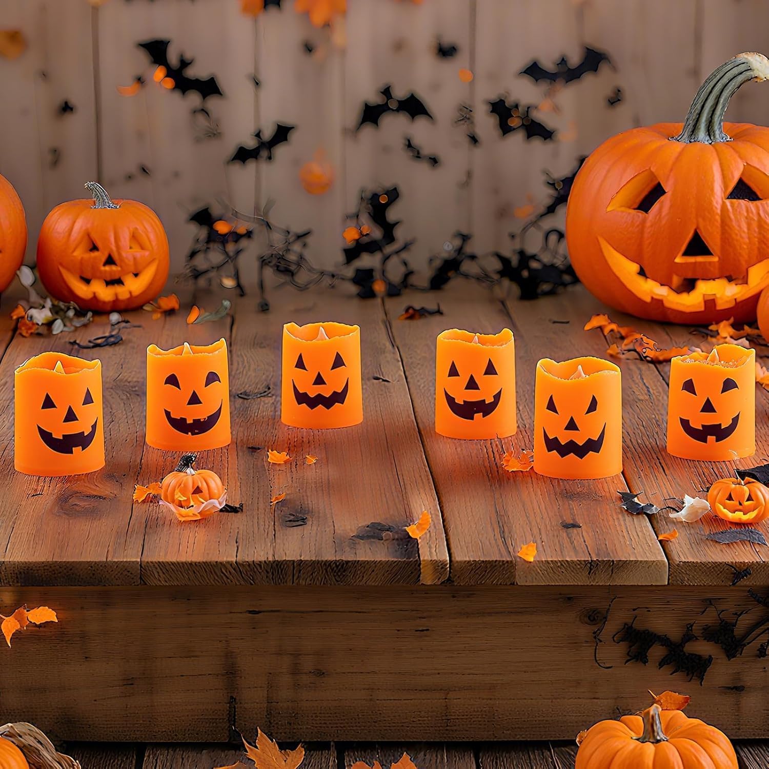 Halloween Flameless Candles,Mingkeda Halloween Party Lamp Decoration, Artificial Candle Lights (6 Candle Lights)