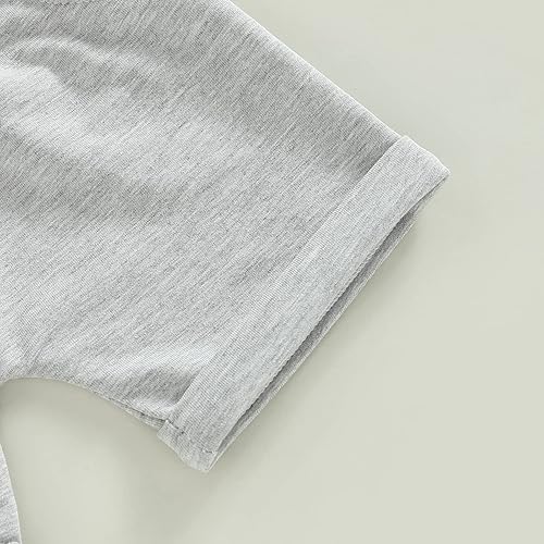 Miniatura 6 de wdehow Conjunto de ropa de verano para bebé y niño, camiseta de manga corta con cuello redondo y pantalones cortos con cintura elástica, 2 piezas