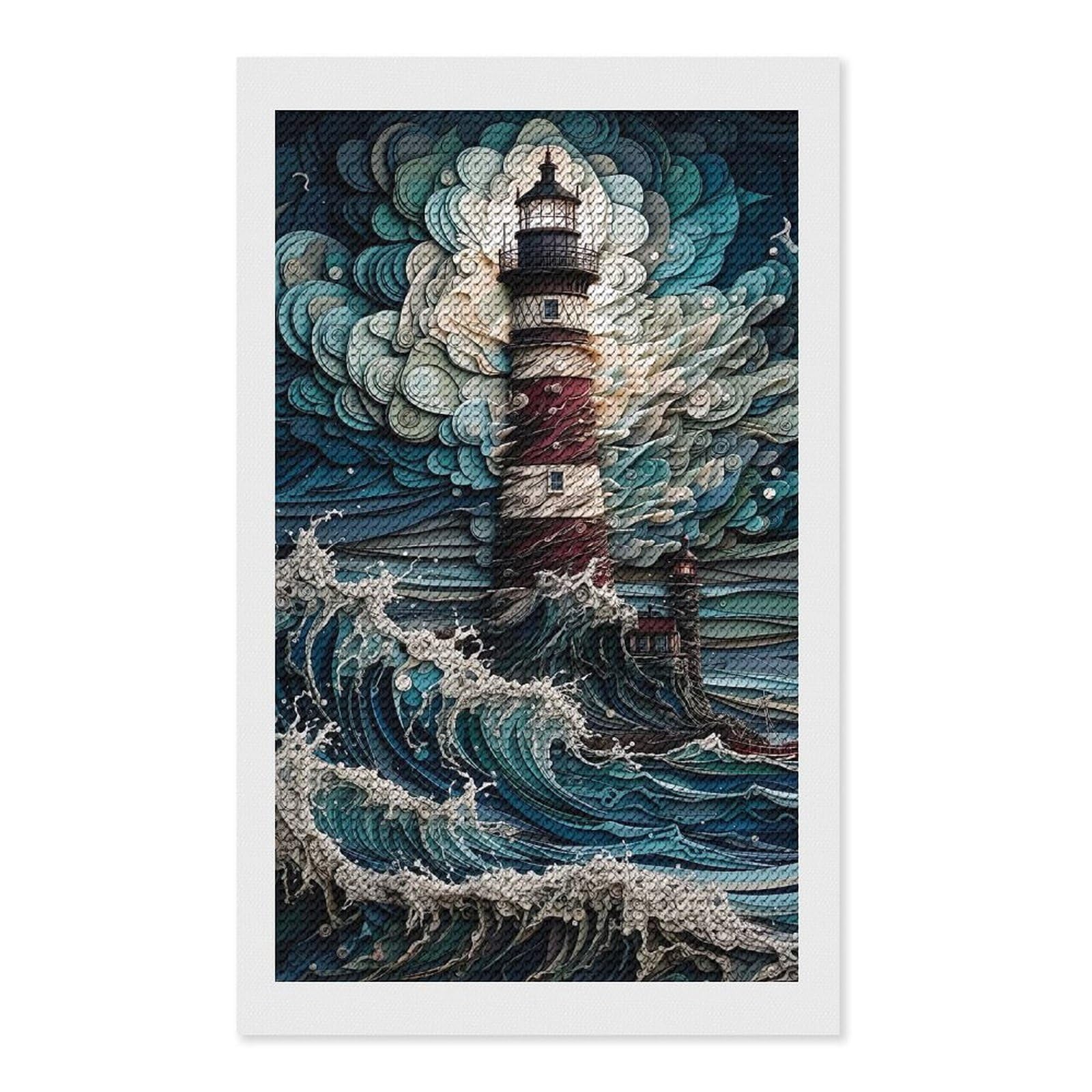 Junmoney Lighthouse in The Storm Diamond Painting Canvas Set 12"x20", Mindful Craft Activity, Nice Detail and Sparkle, Farmhouse Decor, Birthday Gift