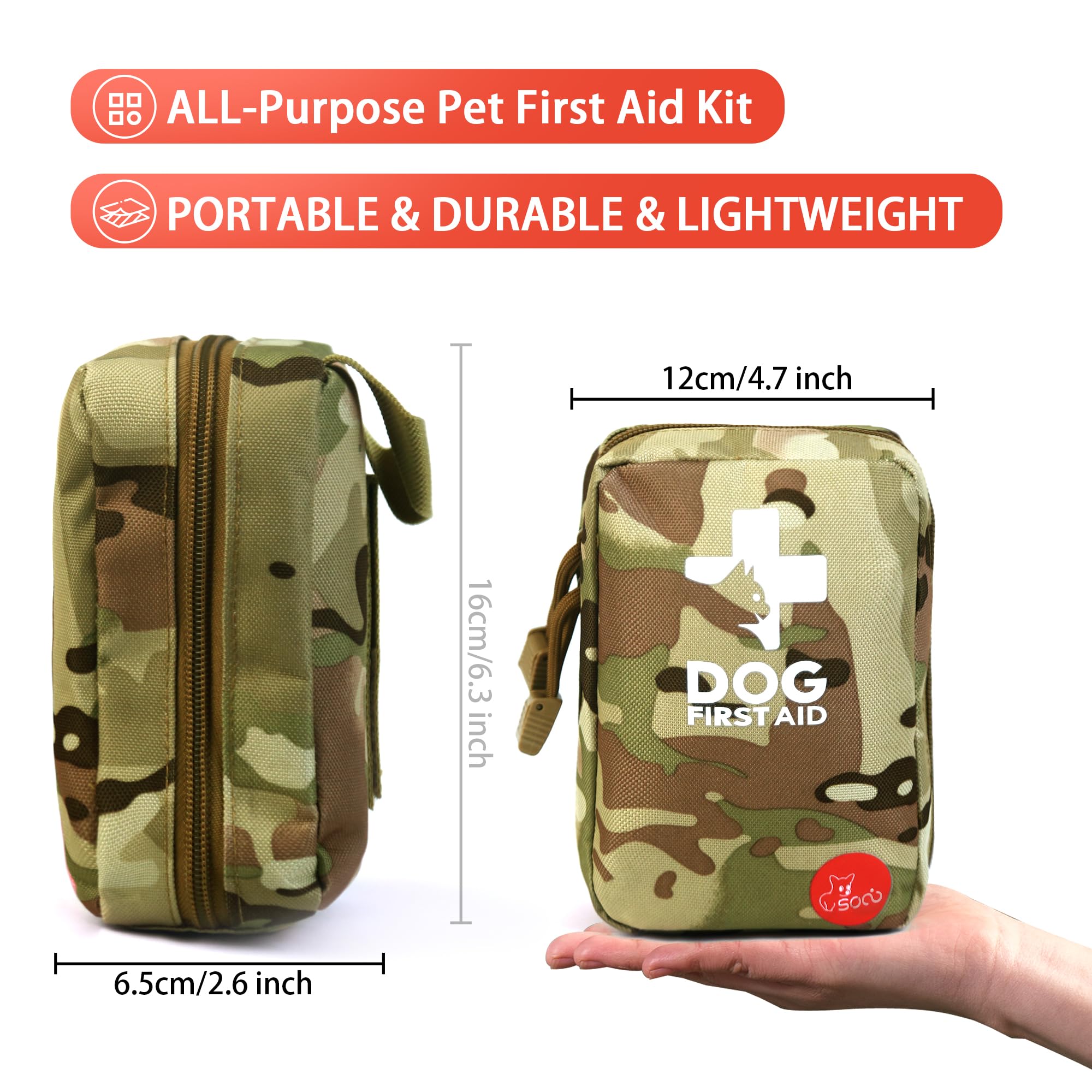 Kit de Premiers Secours pour Chiens,Chats,Lapins et Petits Animaux, Produits sanitaires pour Chiens, Parfait pour Les Soins à Domicile et Les urgences Lors de Voyages à l'extérieur,72 pièces incluses