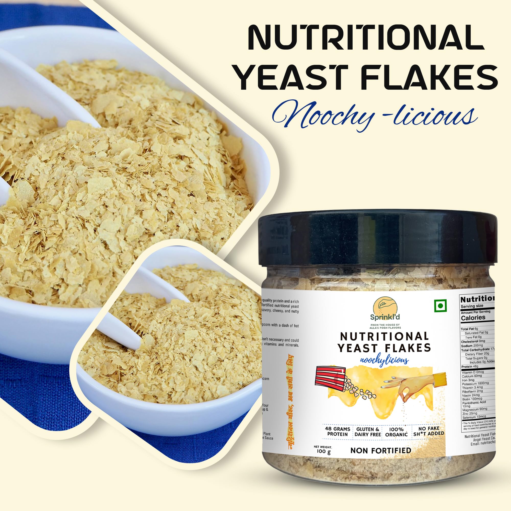 Sprinkl'd by Alla's Posh Flavors Non Fortified Nutritional Yeast Flakes Gluten-Free, Cheesy and Savory UnFortified Nooch | Rich in B Vitamins Minerals | High Protein Plant-based Superfood | Exclusive Flavors - Image 4 thumbnail