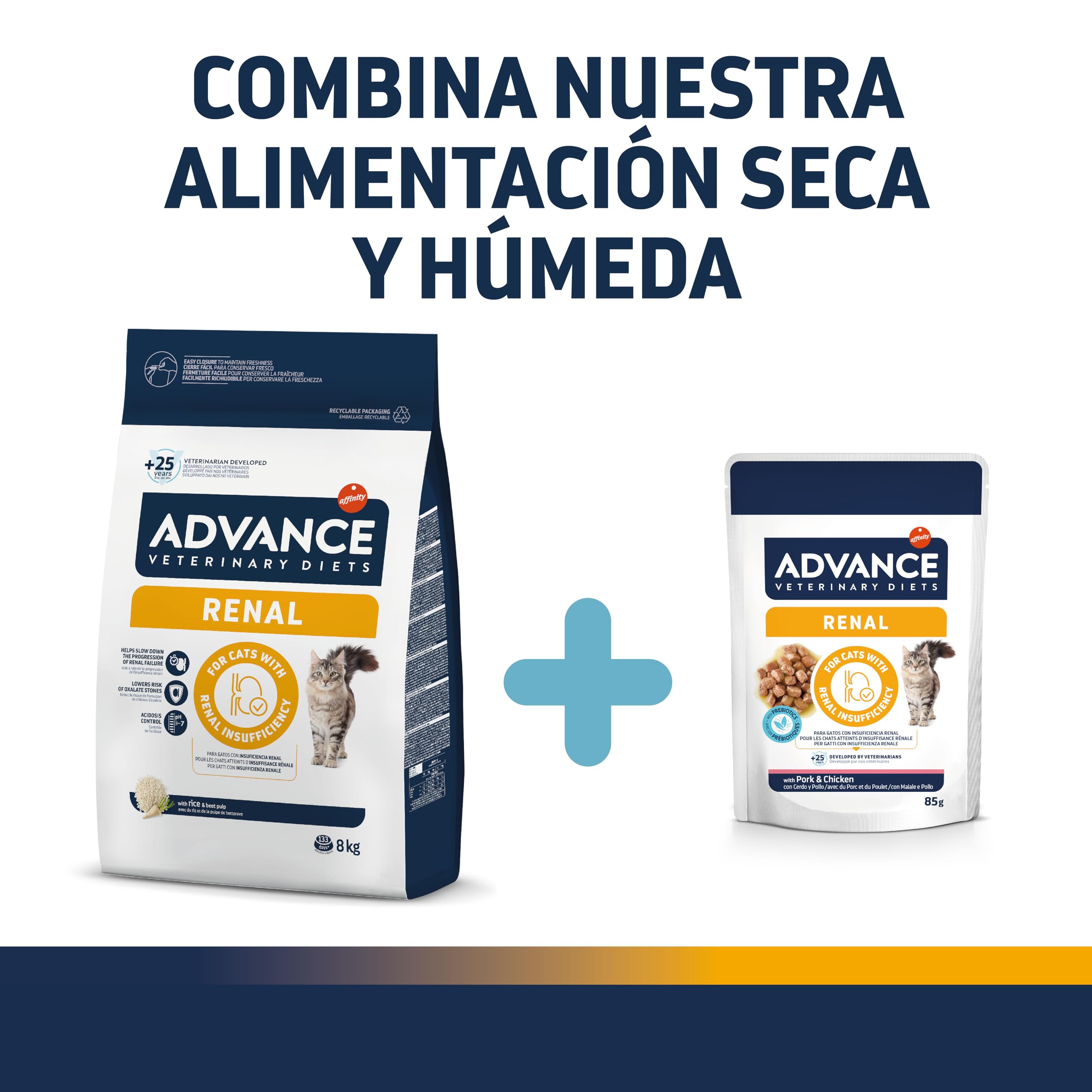 Advance Veterinary Diets Renal Failure, Pienso para Gatos con Insuficiencia renal crónica, 8kg, 1 unidad