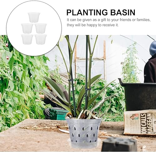 Miniatura 3 de GANAZONO Macetas para orquídeas de interior, 5 juegos de orquídeas con agujeros y platillos, planta de plástico transparente para interiores de 6