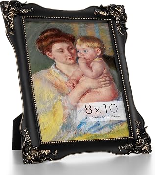 Axeman Vintage 8x10 Picture Frame | 8 x 10 Antique Picture Frame with Real Glass | Ornate Frame 8 x 10 for Wall & Tabletop Display | Retro Black Gold 8x10 Frame - Black