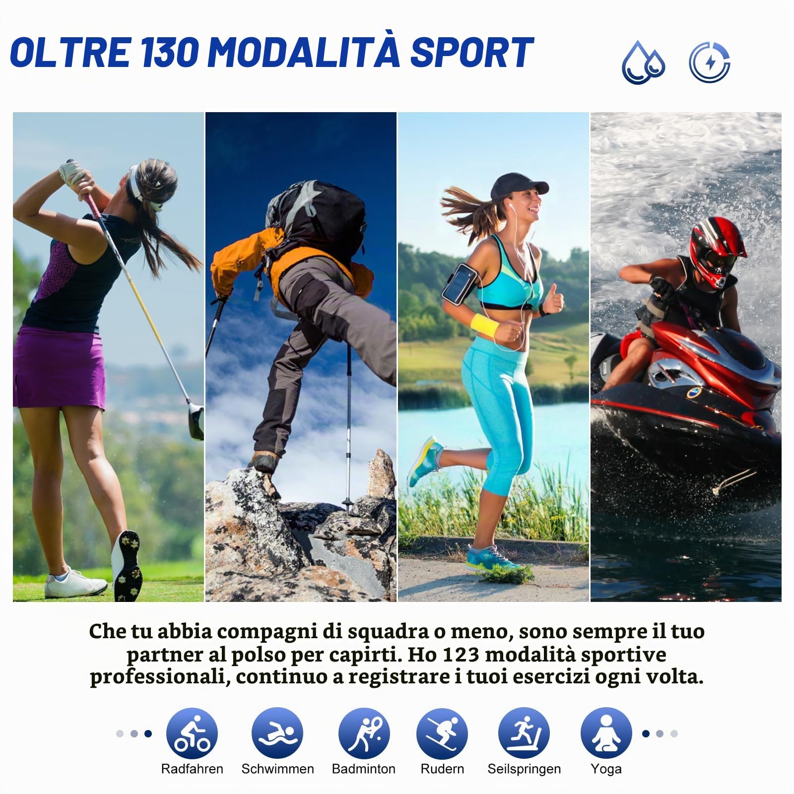 Smartwatch Donna Uomo 1.57" Smart Watch con Chiamate 130 Sport Vocale AI Impermeabile IP68 Contapassi SPO2 Sonno Cardiofrequenzimetro, Orologio Smartwatch 5.1 connessione Bluetooth per Android iOS
