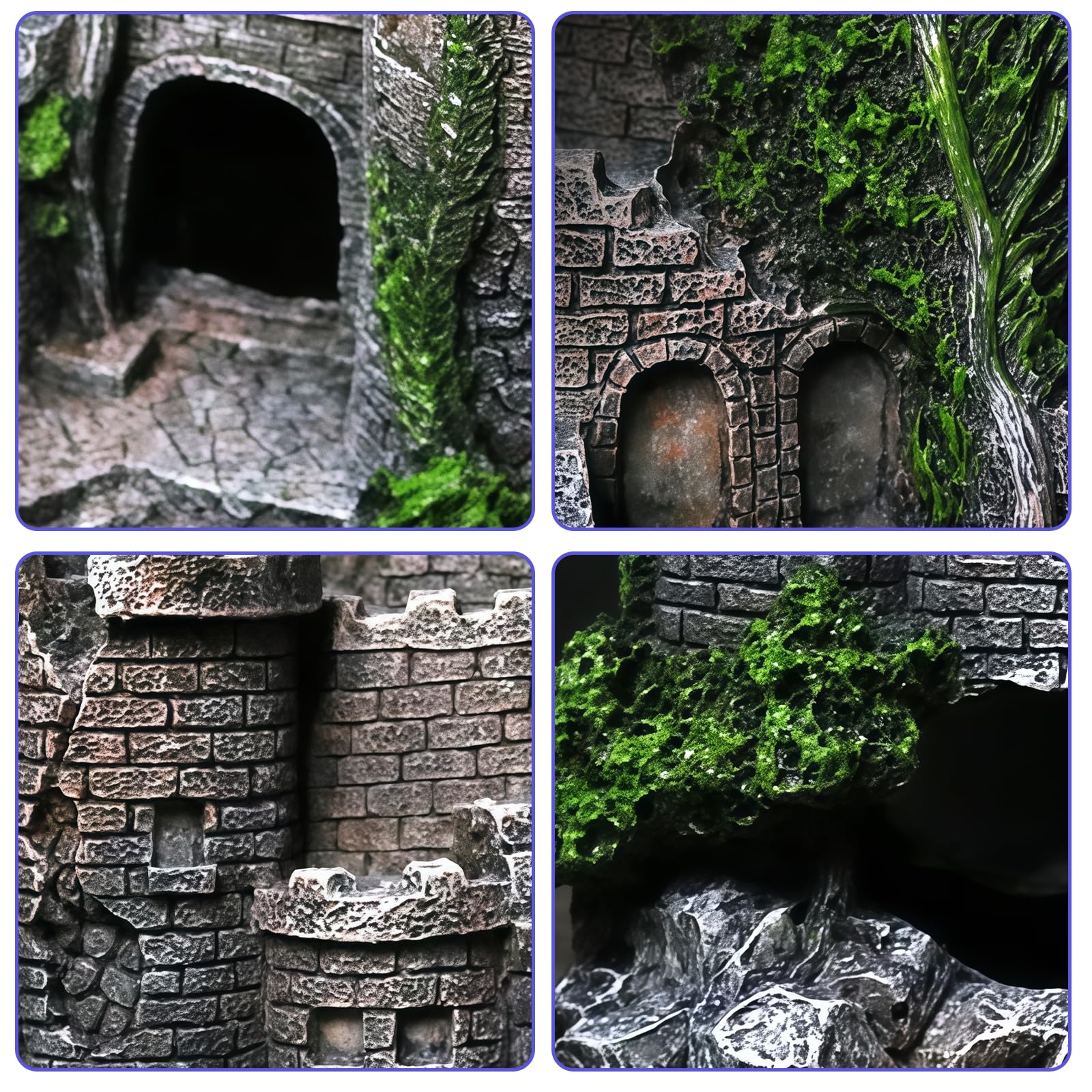 Grande décoration pour aquarium : ornements en résine, décorations de château en ruine classique, accessoires pour aquarium, paysage en polyrésine pour poissons, crevettes, tortues (château)