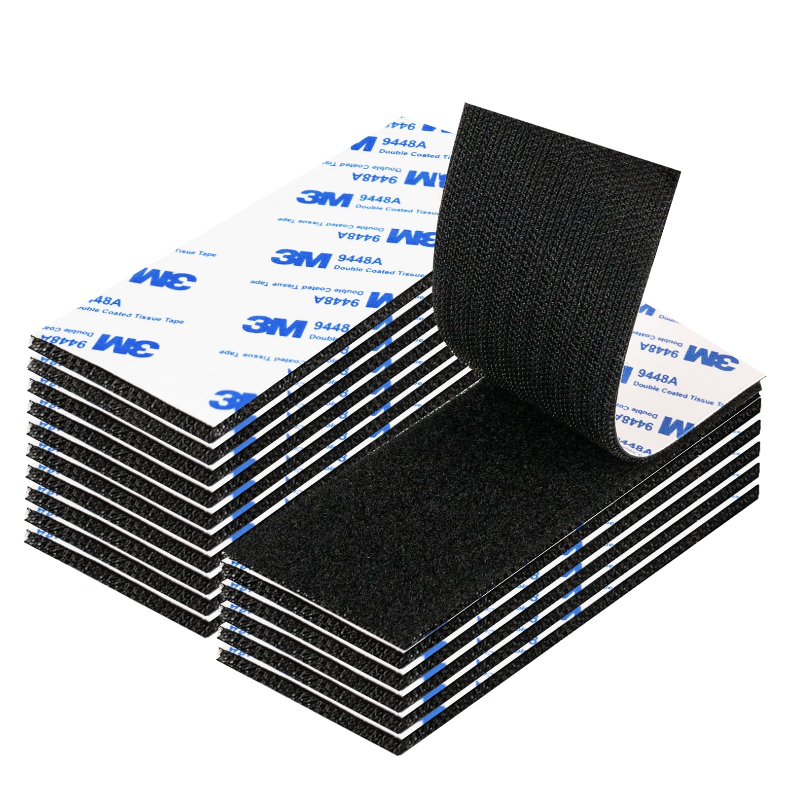 Hook and Loop Tape 2in x 5in 16 Pairs, Slef Adhesive Interlocking Strip, Heavy Duty Double Sided Sticky Picture Hanging Wall Mounting Tape for Indoor/