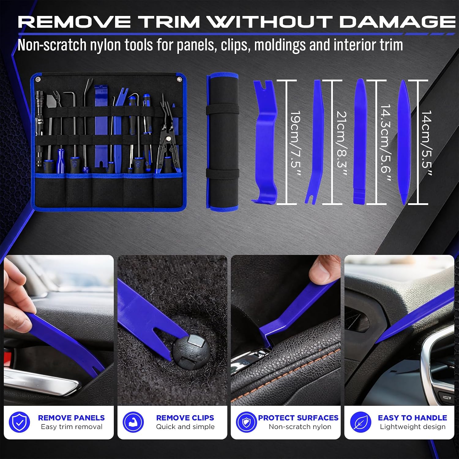 17PCS Pick and Hook Tool Set with Magnetic Pickup Tool, Trim Removal Tools, Clip Removal Plier, Fastener Removers and Gasket Scraper for Automotive, O-Ring, Gasket, Hose, Panel Removal and Car Repair