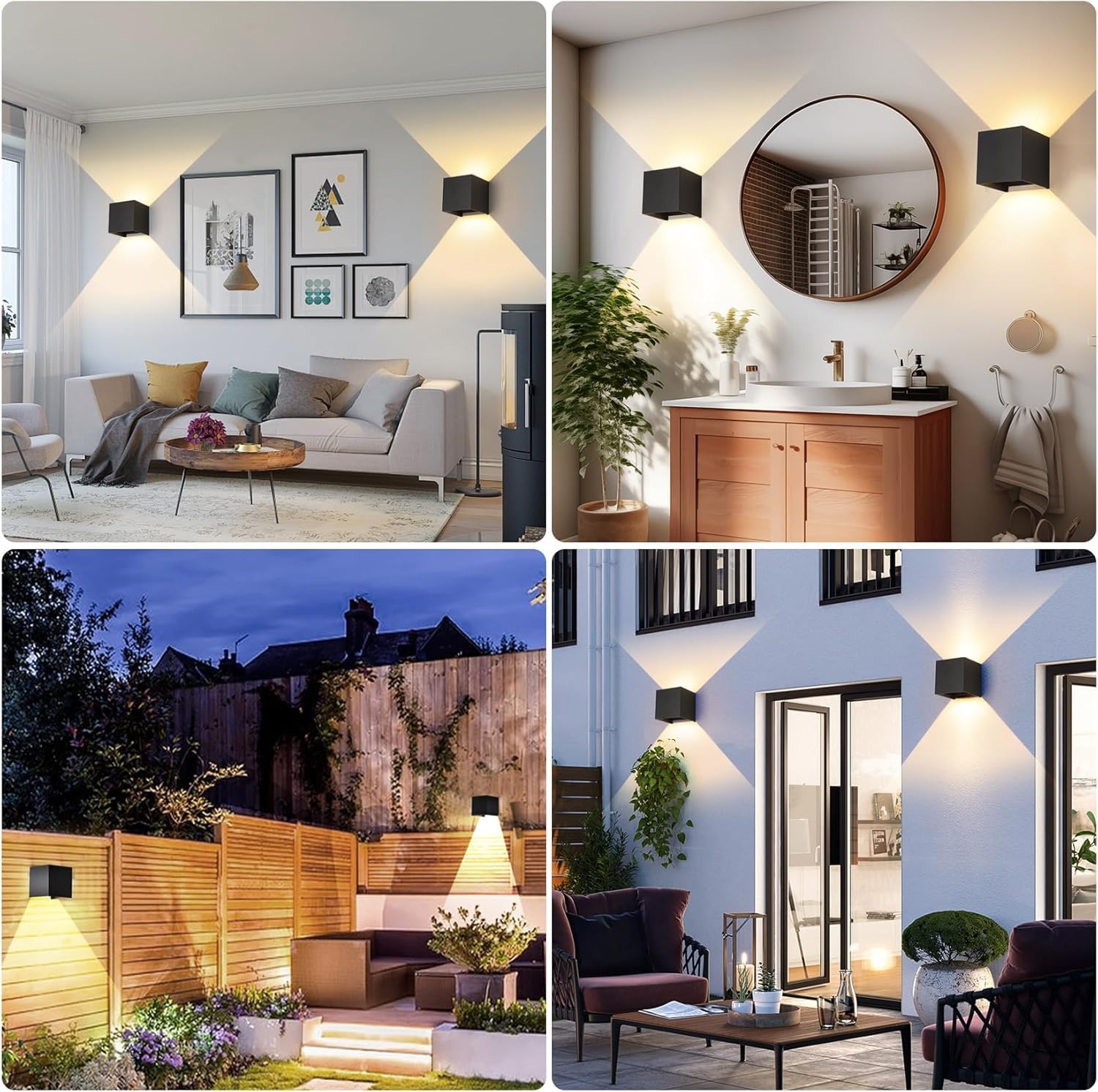 Applique da Esterno/Interno 4 Pezzi, Lampada Parete LED 9W 3000K Bianco Caldo, IP65, G9 Incluse, Antracite, per Giardino, Terrazzo