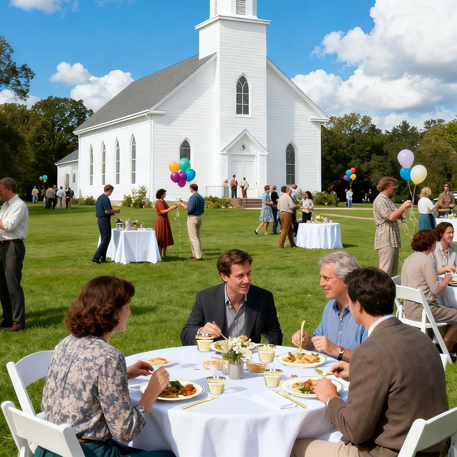 Zcaukya 350 PCS Gold Plastic Dinnerware for 50 Guests, Elegant Disposable Utensils Set with 100 Plates, 50 Pre-Wrapped Napkins, 50 Cups, 50 Spoons, 50 Forks and 50 Knives for Birthday Parties Weddings - Image 8