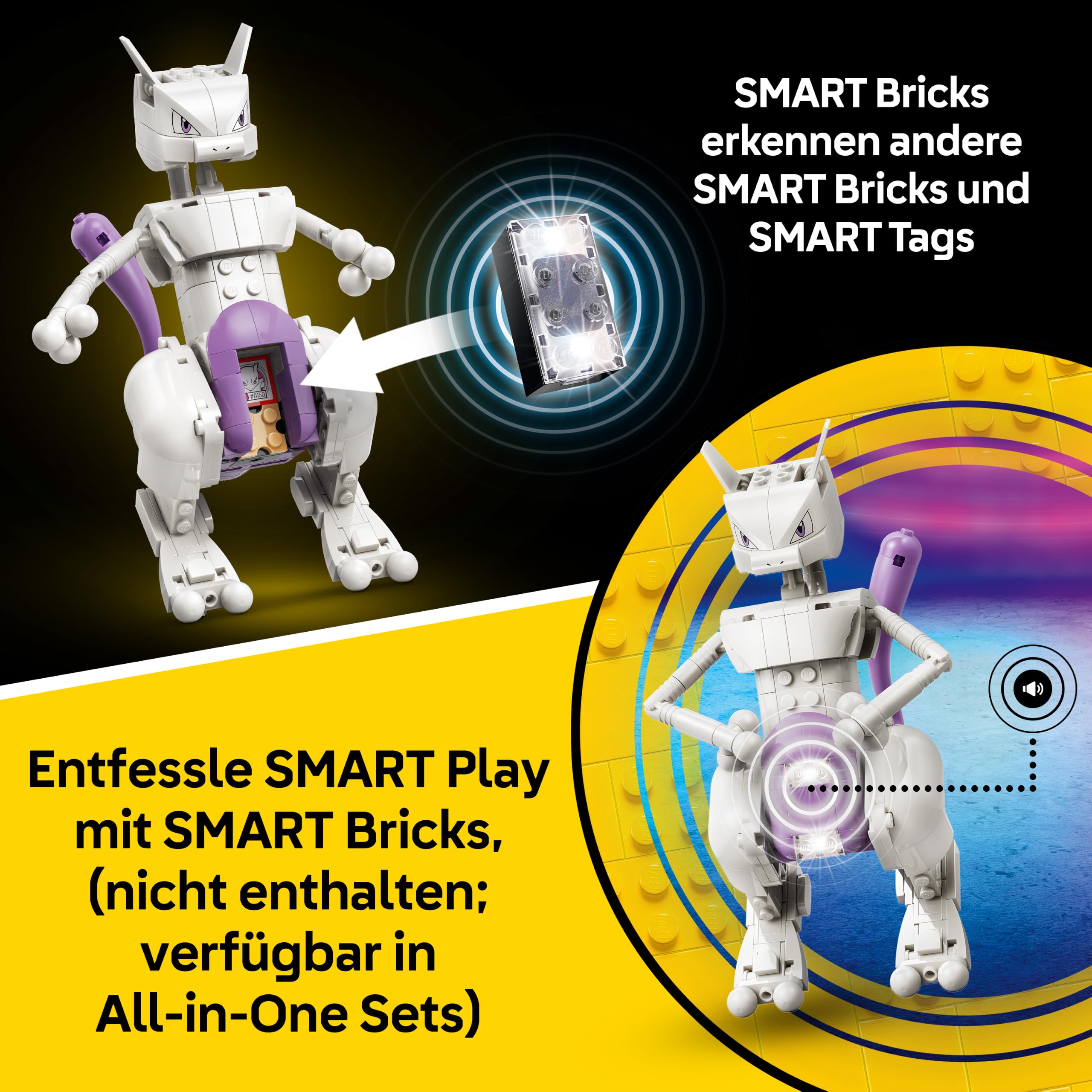 LEGO Pokémon SMART Play: Mewtwus Ausbruch aus dem Labor - kompatibles interaktives Set mit SMART Tag und Pokémon-Figur Steinen - Geschenk für Kinder ab 10 Jahren - 72163