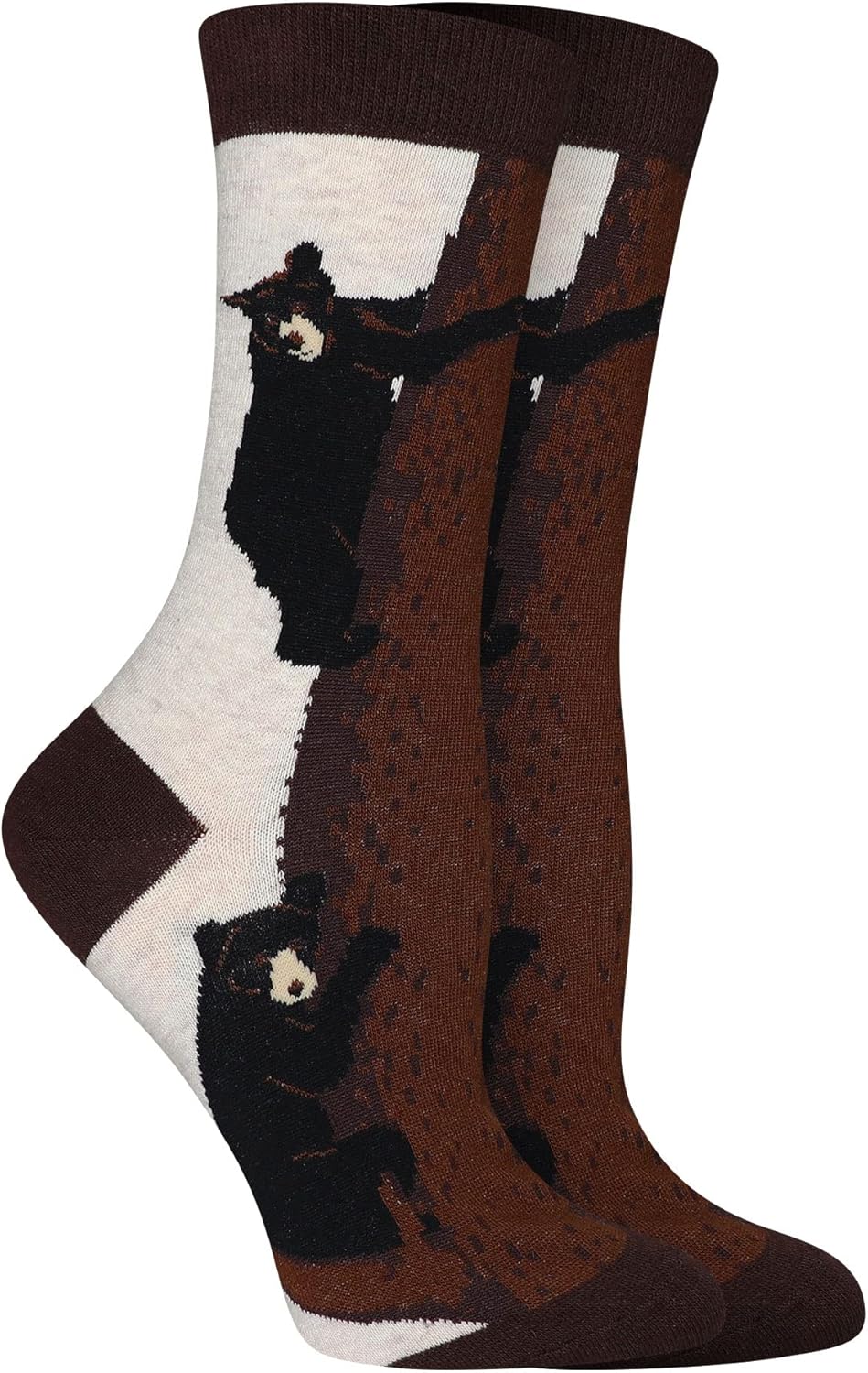 WHD Black Bear Crew Socks for Women & Men | Fun Animal Socks, Nature Lover Gift