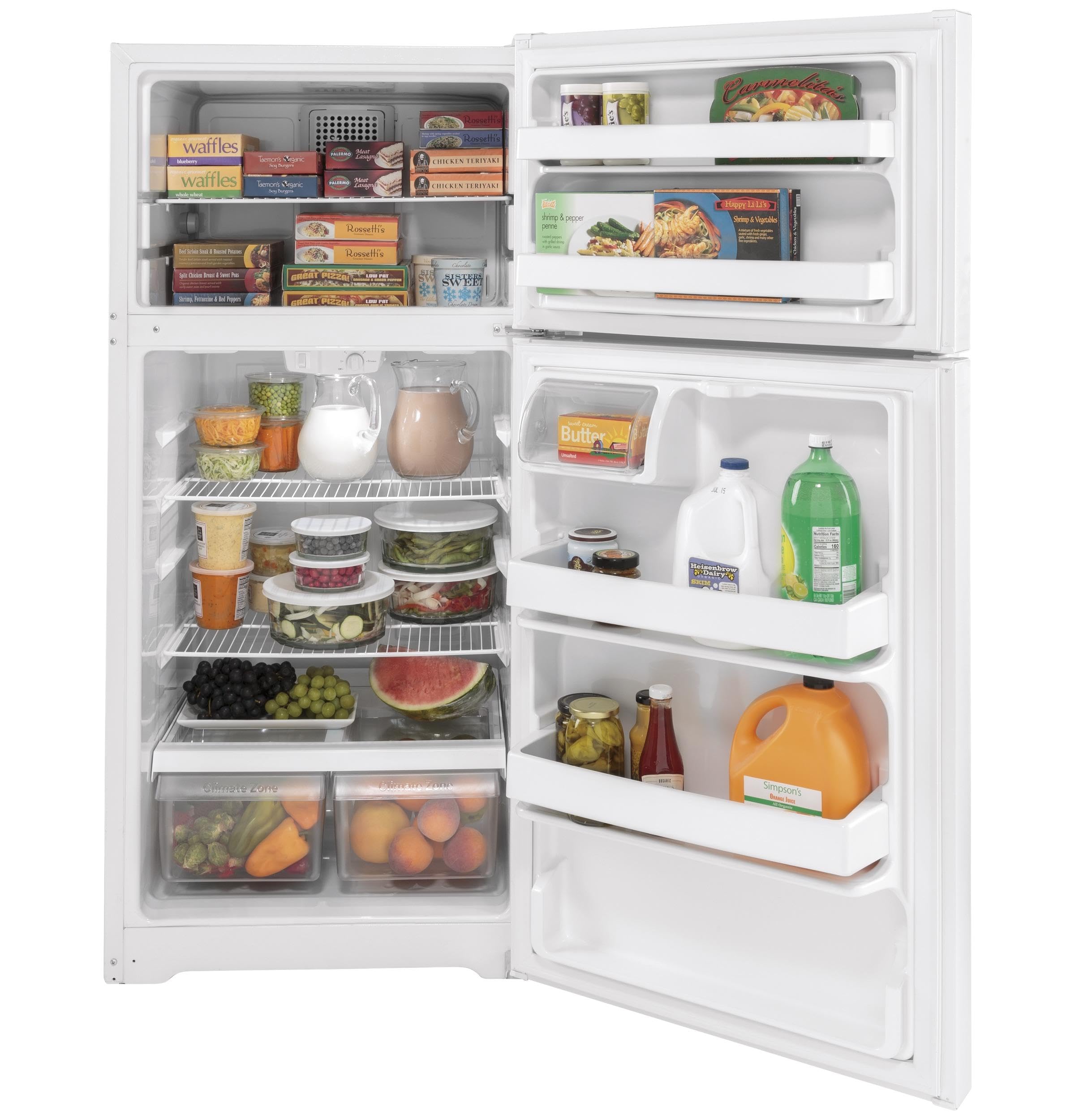 GE 15.6 cu. ft. Top Freezer Refrigerator in White on Fridge.com