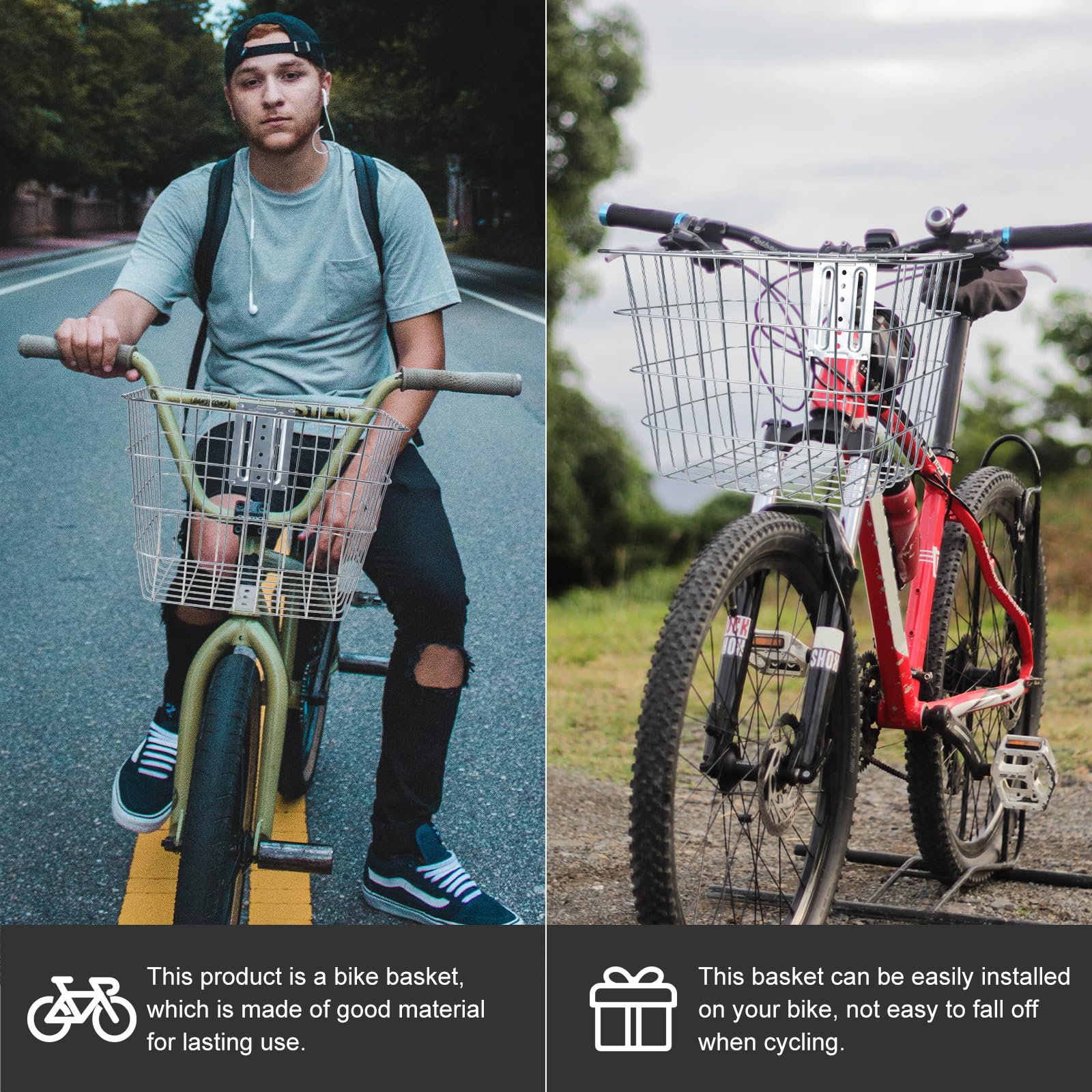 Fahrradkorb für E-Bike Vorne aus Eisen Silber Robust und Stabil Große Kapazität Einfache Montage für Sicheres Radfahren