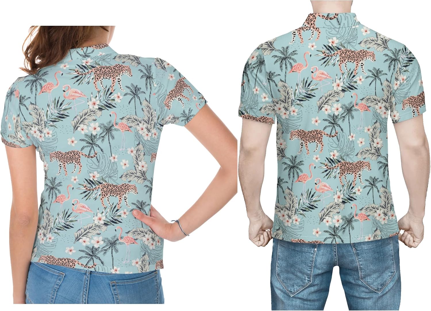 Funny Couple Golf Shirts,Matching Hawaiian Golf Shirt for Couple,Moisture Wicking Couple Polo Shirt for Men Women