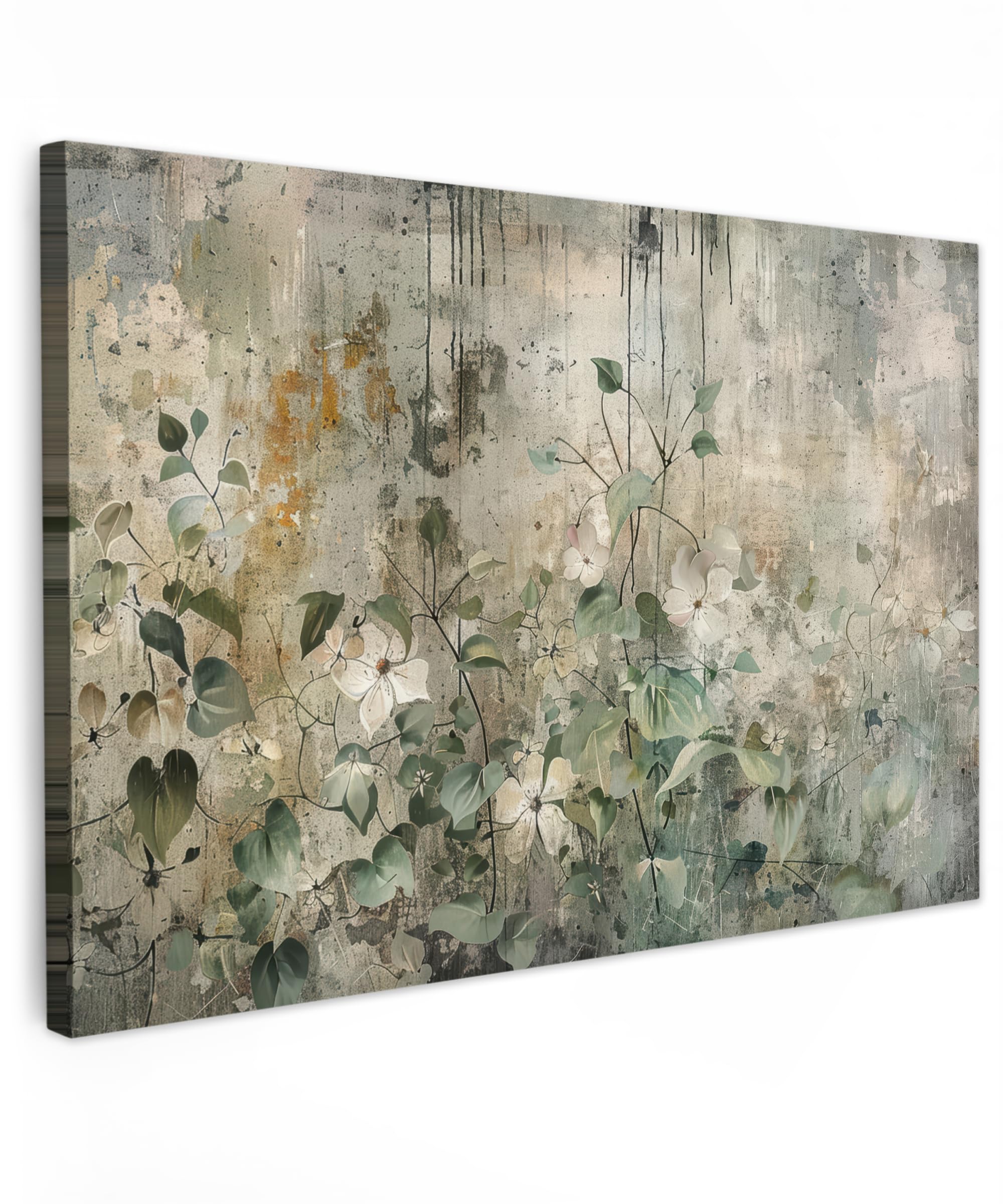 Muchowow Flowers - Leaf Muchowow© Canvas Wall Art 35"X24" / 90X60 Cm Decor Paintings Prints Framed On Canvas Decorations Wallart Flowers - Foliage - Abstract - Modern