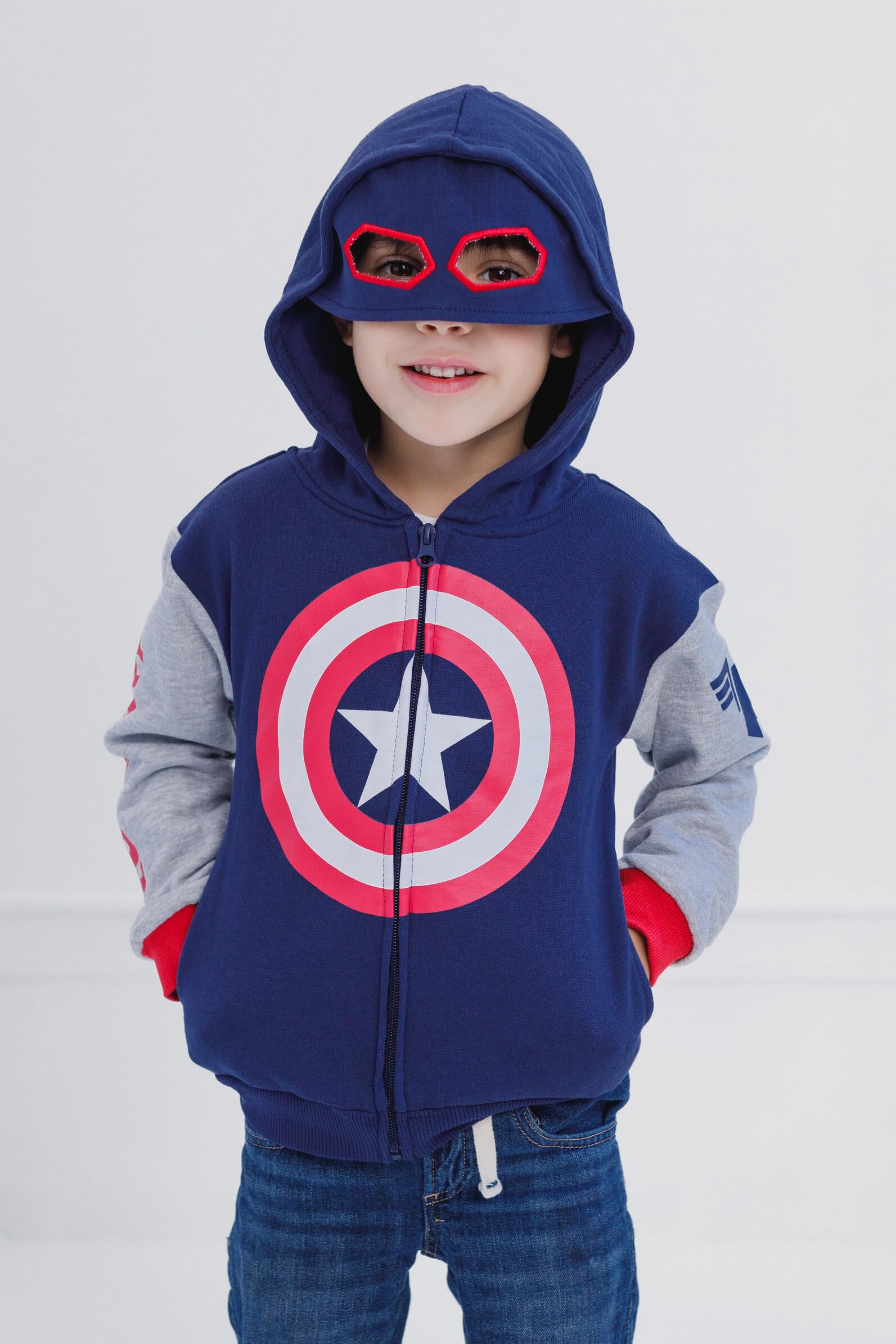 Marvel Spider-Man Avengers - Felpa con cappuccio in pile con zip per cosplay, taglie da bambino a bambino grande (2T - 18-20)
