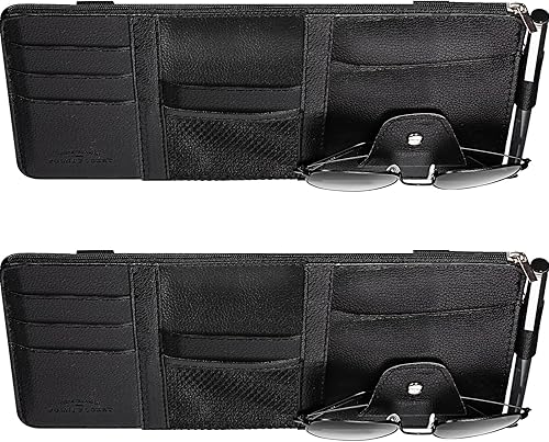 Paquete de 2 organizadores de visera solar para automóvil, soportes para lentes de sol para visera solar de automóvil, accesorios interiores de
