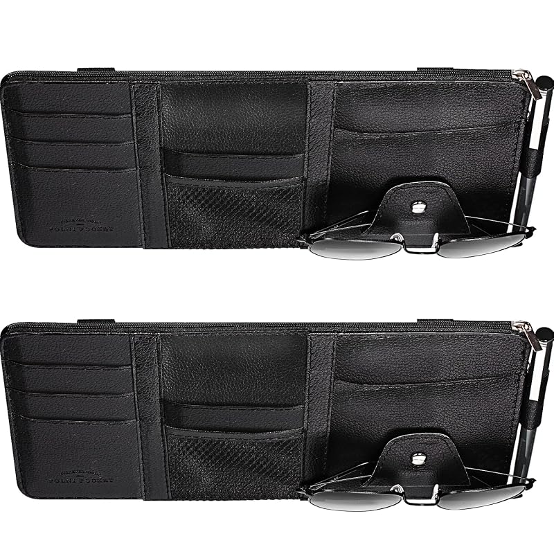 Organizador Automotivo para Para-Sol Boao com Múltiplos Bolsos Preto Kit com 2 unidades