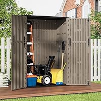 Vista 2 de HOMSPARK Cobertizo de almacenamiento exterior resistente a la intemperie de 47 pies cúbicos, multifuncional Cobertizos de almacenamiento de resina