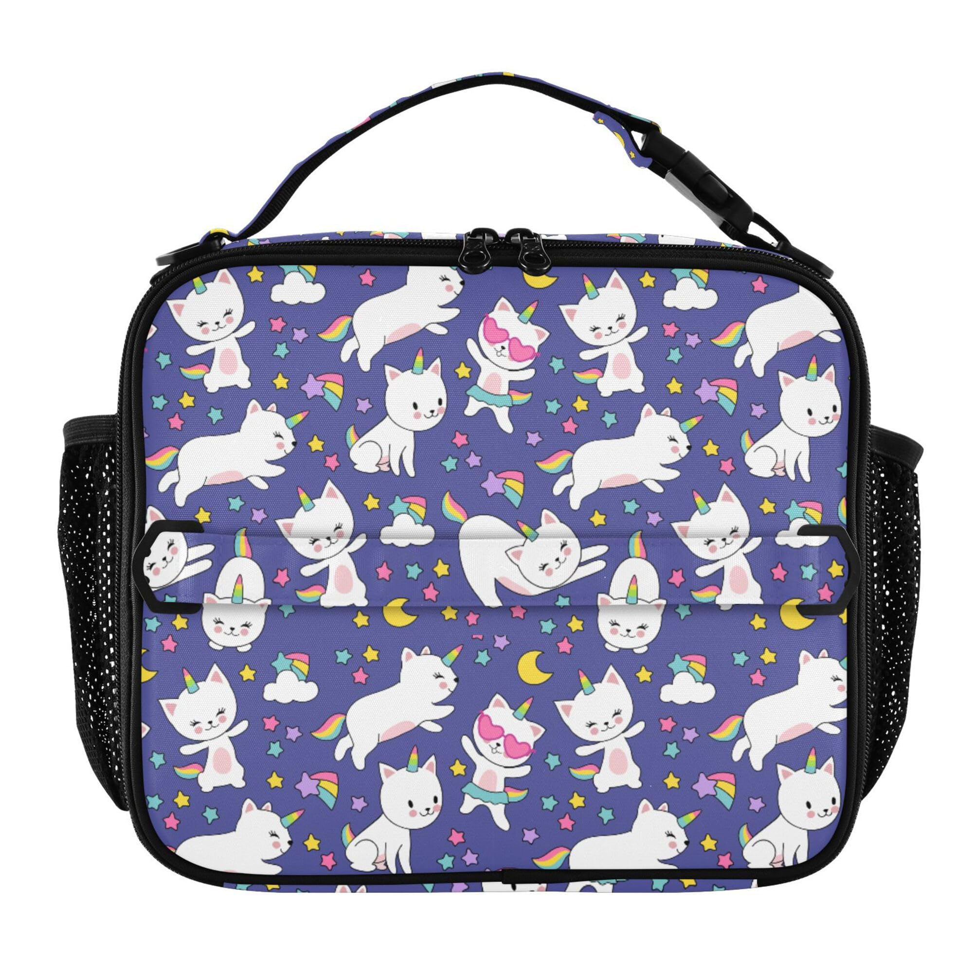 ALAZA Bolsa de almuerzo aislada escolar con diseño de unicornio y correa ajustable
