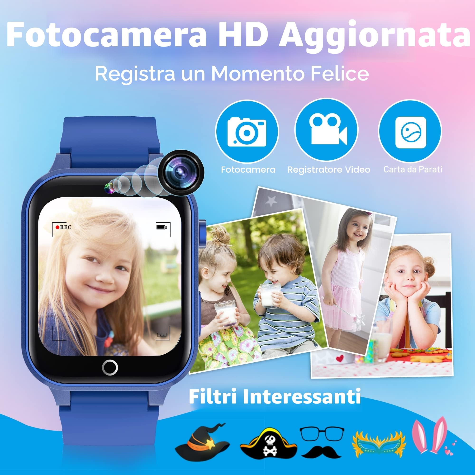 YEDASAH Smartwatch per Bambini - 39 Giochi, Contapassi, Calorico, Fotocamera, Musicale, Torcia, Sveglia, Giocattoli Educativi, Regalo di Compleanno [Scheda SD integrata]