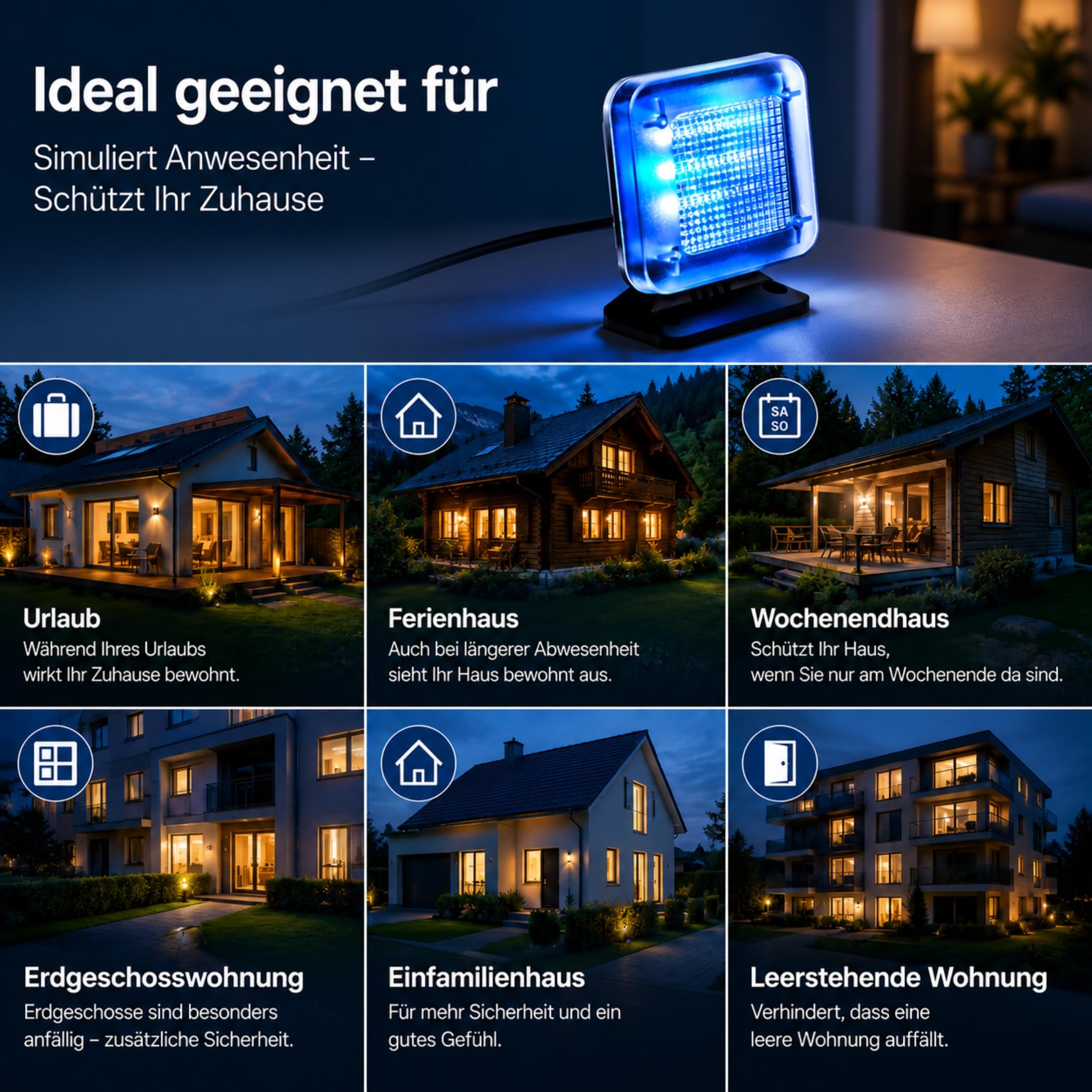 H13CS LED TV symulator – ochrona przed włamaniem i domowa ochrona z 20 bardzo jasnymi diodami LED, symulacja światła do odstraszania włamywaczy, atrapa telewizyjna 9 V/300 mW