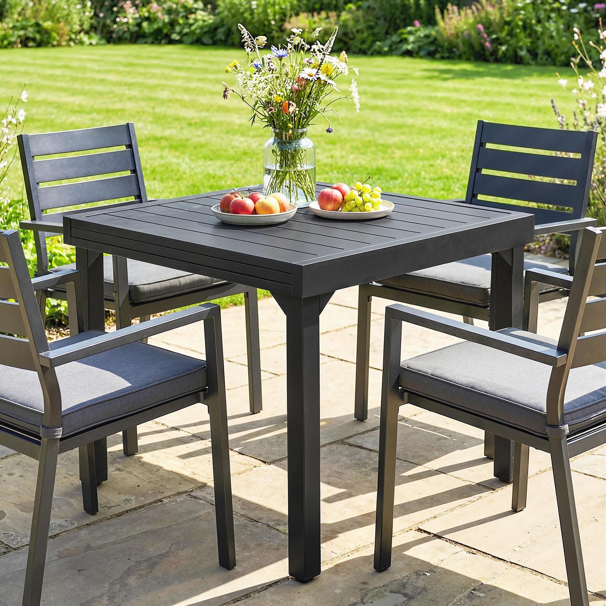 Outsunny Table de jardin extensible 160/80 x 80 x 75 cm aluminium acier noir 4-6 personnes