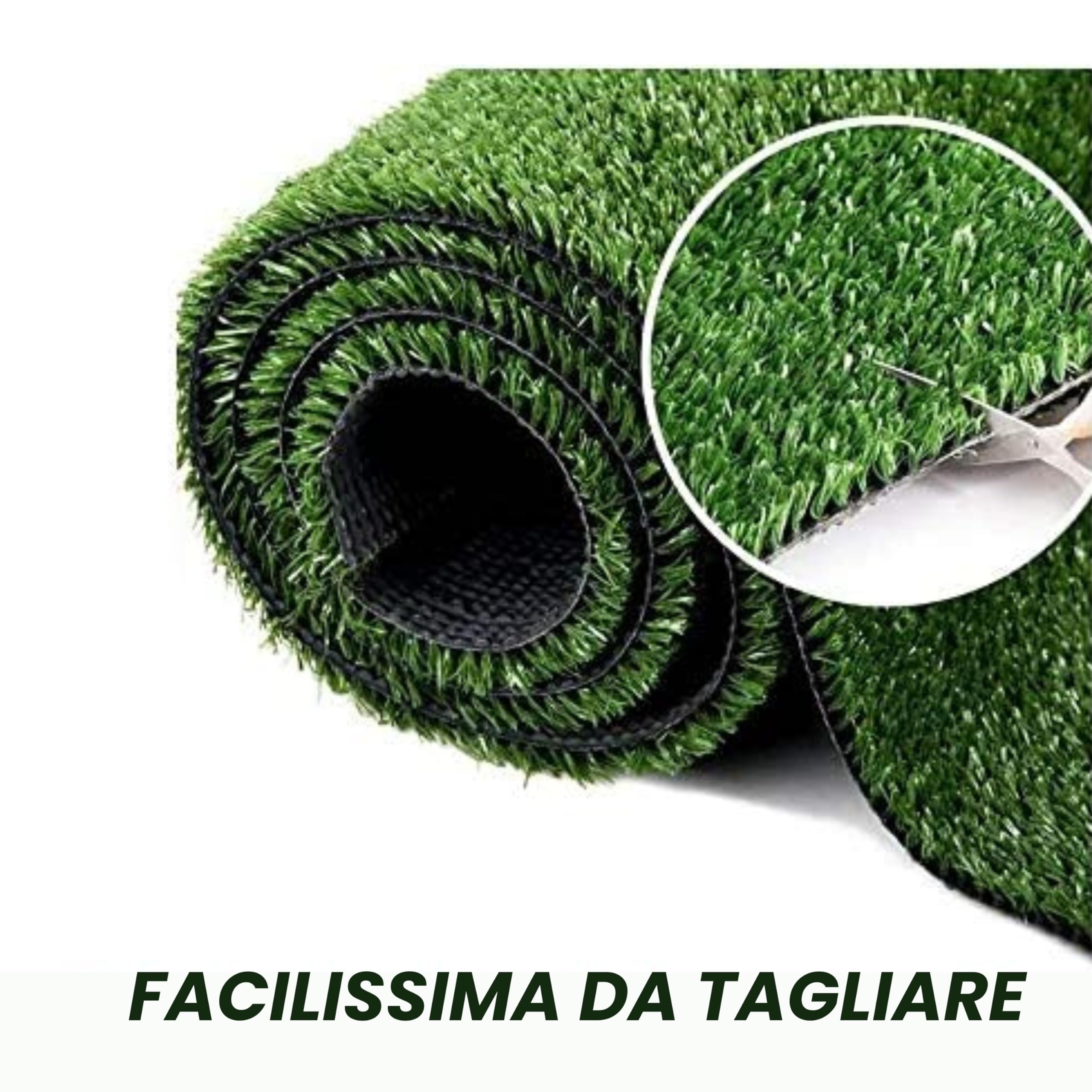 Baroni Home Rotolo di Erba Sintetica 10x1 m, Altezza 7 mm, Verde Naturale, Erba in PE, Fondo Drenante in PP, Alta Densità Fili/m², Resistente e Sicura per Animali, per Giardini, Terrazzi, Piscine
