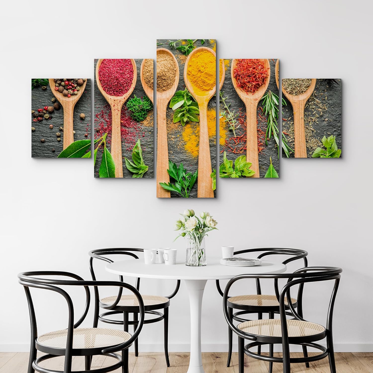 MUDECOR Canvas Print Wall Art Herbs and Spice in Spoons Kitchen & Cooking Food Modern Art Decorative for Bedroom - 60"x32"