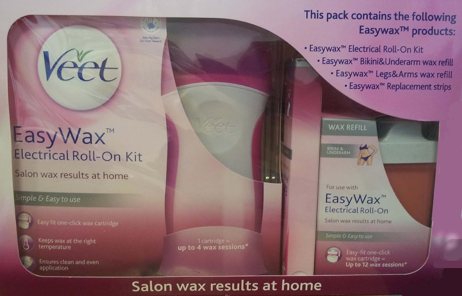 Veet Easywax Electrical RollOn Kit Pack Hair Waxing
