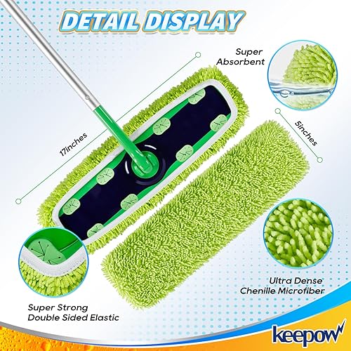 Miniatura 3 de KEEPOW Almohadillas reutilizables para trapeador XL compatibles con Swiffer XL Sweeper, paños de barrido en seco XL, paños de trapeador húmedos XL,