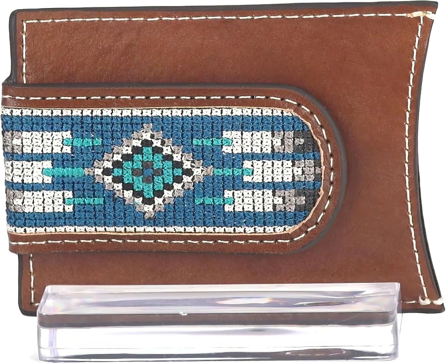 ARIAT Money Clip Southwest Inlay Wallet, Brown